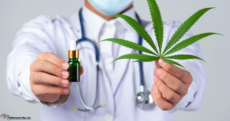 a doctor holding a marijuana